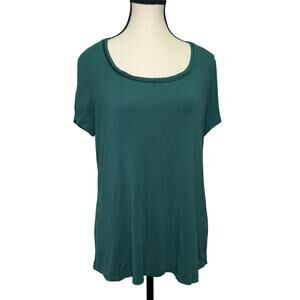 White House Black Market Teal Scoop Neck Stretch Tee Size L